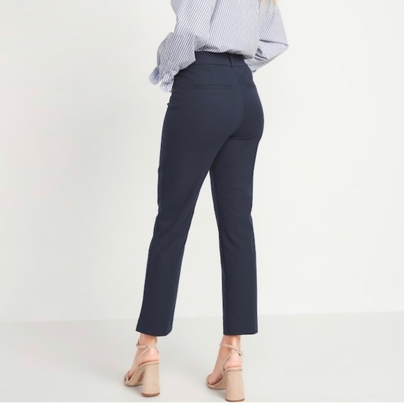 NWT! Old Navy High-Waisted Pixie Straight Ankle Pants Navy - Multiple 💙 - Picture 2 of 8